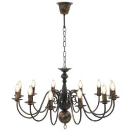 Berkfield Home Chandelier Antique Black 12 x E14 Bulbs - thumbnail 3
