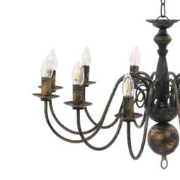 Berkfield Home Chandelier Antique Black 12 x E14 Bulbs - thumbnail 7