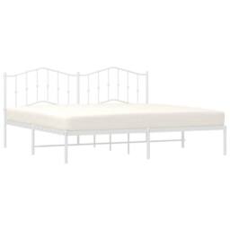 Berkfield Home Metal Bed Frame with Headboard White 193x203 cm - thumbnail 4