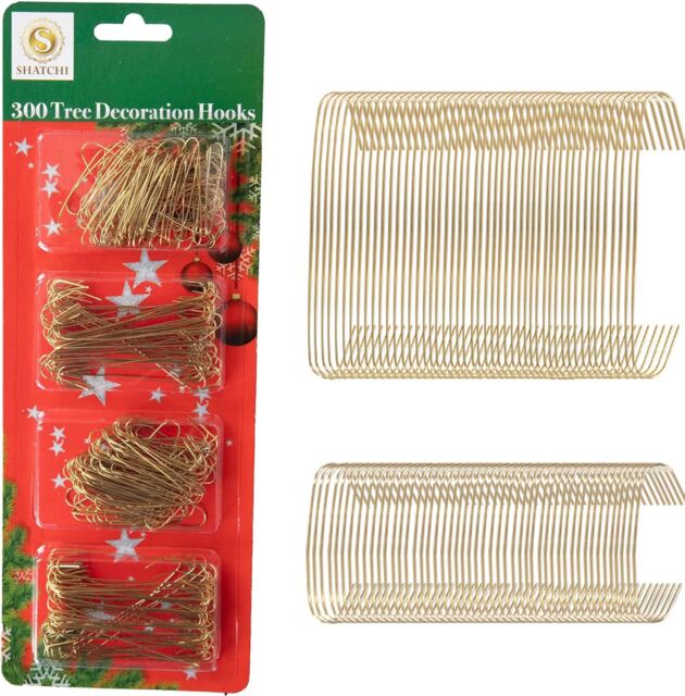Shatchi 300Pcs Tree Decoration Hooks - Sturdy & Durable for Festive Ornaments in Gold - Size: 1 Pack - image 1