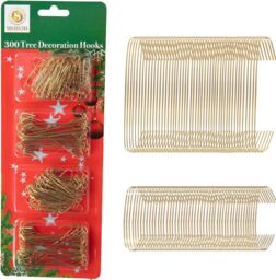 Shatchi 300Pcs Tree Decoration Hooks - Sturdy & Durable for Festive Ornaments in Gold - Size: 1 Pack - thumbnail 1