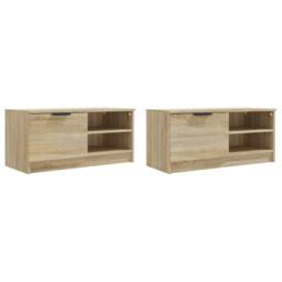 Berkfield Home TV Cabinets 2 pcs Sonoma Oak 80x35x36.5 cm Engineered Wood in Light Brown - thumbnail 4