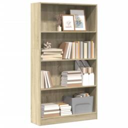 Berkfield Home Decorative Bookcase Sonoma Oak 80x24x143 cm Engineered Wood in Light Oak - Size: 80 x 24 x 143 cm - thumbnail 2