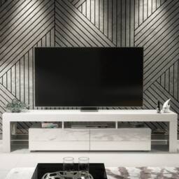 Creative Furniture Nova TV Unit 200cm - White with Gloss Doors