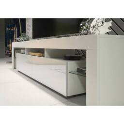 Creative Furniture Nova TV Unit 200cm - White with Gloss Doors - thumbnail 4