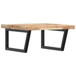 Berkfield Home Basin Shelf Wall Mounted Steel & Solid Wood Acacia in Brown - thumbnail 1