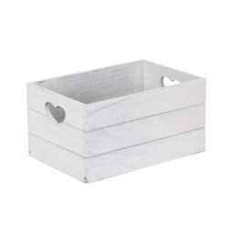 Red Hamper Vintage Effect Heart Cut Handle Wooden Storage Crate in Grey - Size: Large - thumbnail 1