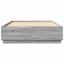 Berkfield Home Bed Frame with LED without Mattress Grey Sonoma 140x200 cm - thumbnail 6