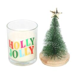 Something Different Holly Jolly Pine & Fir Christmas Tree Candle in White - thumbnail 2