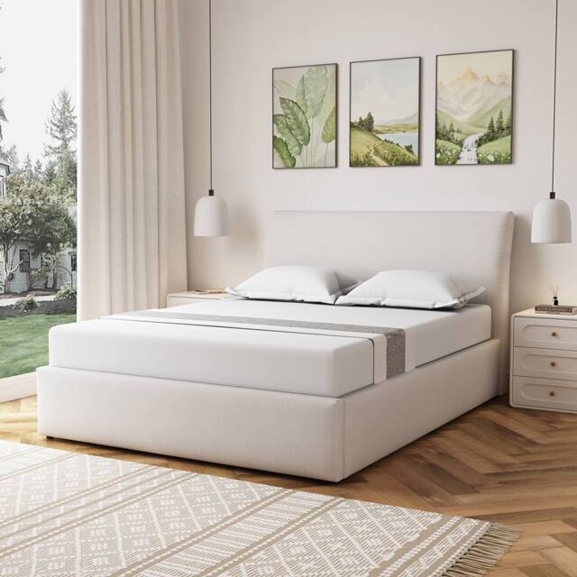 Artemis Home Bethany Fabric 150cm Kingsize Ottoman Bed Frame with Storage in Beige - Size: King - image 1