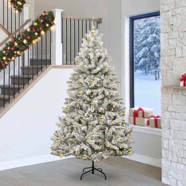 Berkfield Home Artificial Christmas Tree Green & White 240 cm PVC & Metal - image 1