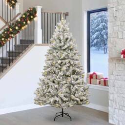 Berkfield Home Artificial Christmas Tree Green & White 240 cm PVC & Metal - thumbnail 1