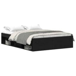 Berkfield Home Bed Frame without Mattress Black Oak 140x200 cm Engineered Wood - thumbnail 1