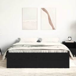 Berkfield Home Bed Frame without Mattress Black Oak 140x200 cm Engineered Wood - thumbnail 3