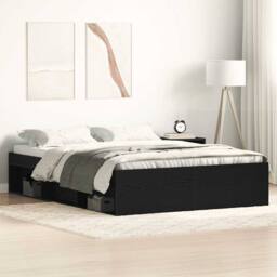 Berkfield Home Bed Frame without Mattress Black Oak 140x200 cm Engineered Wood - thumbnail 2