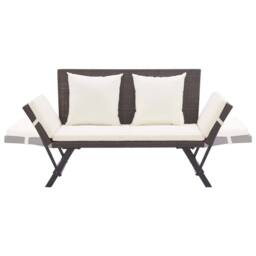 Berkfield Home Beautiful Garden Bench with Cushions Brown 176 cm Poly Rattan - thumbnail 5