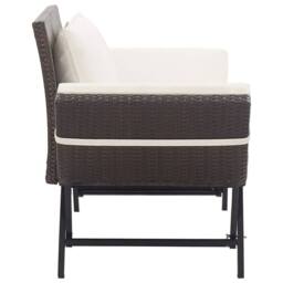 Berkfield Home Beautiful Garden Bench with Cushions Brown 176 cm Poly Rattan - thumbnail 1