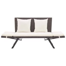 Berkfield Home Beautiful Garden Bench with Cushions Brown 176 cm Poly Rattan - thumbnail 6