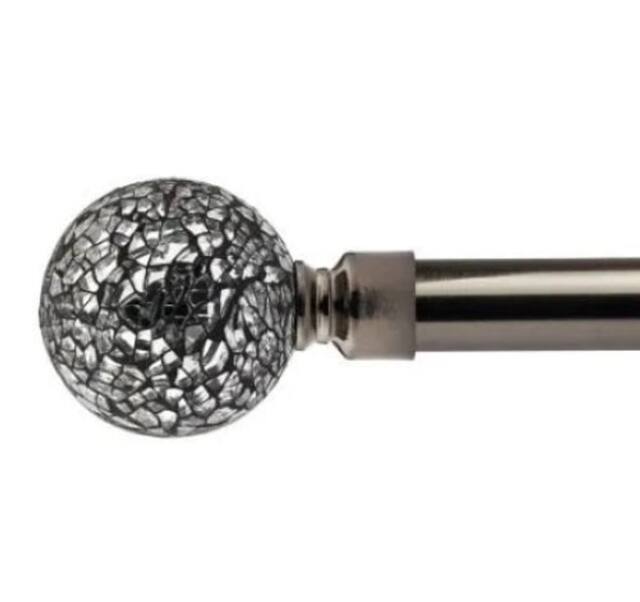 New Edge Blinds 16-19mm Mirrored Extendable Eyelet Curtain Pole Set in Black - Size: 120 cm - image 1