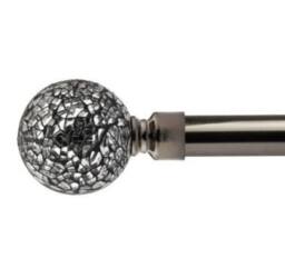 New Edge Blinds 16-19mm Mirrored Extendable Eyelet Curtain Pole Set in Black - Size: 120 cm