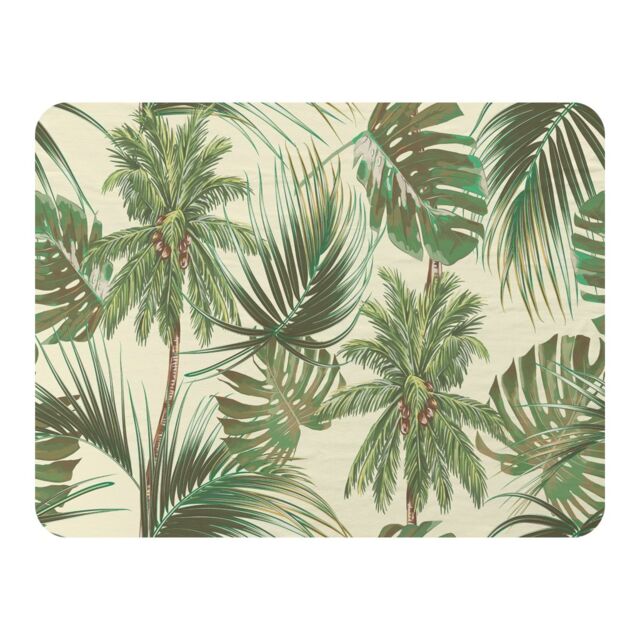 Benjamin Tate Design Tropical Leaves On Yellow Blanket in Natural - Size: 120 cm x 150 cm - image 1