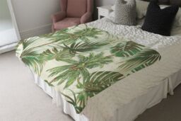 Benjamin Tate Design Tropical Leaves On Yellow Blanket in Natural - Size: 120 cm x 150 cm - thumbnail 3