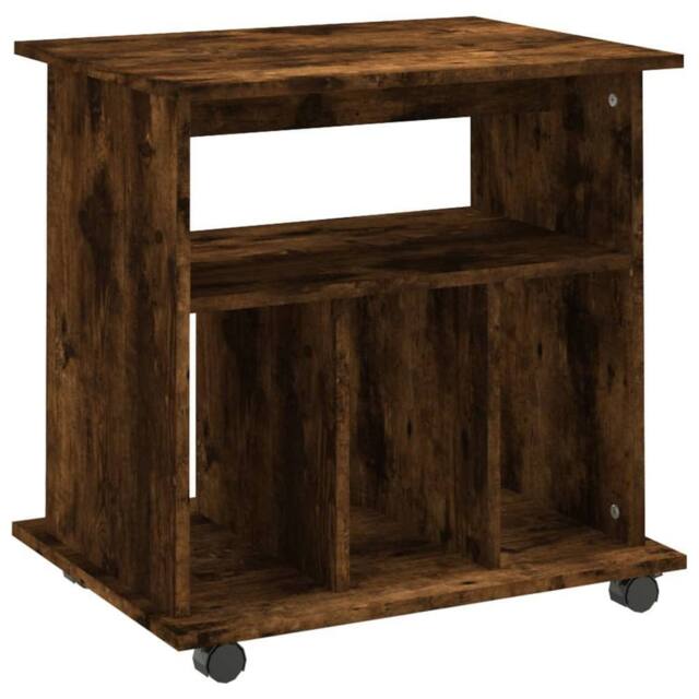 Berkfield Home Rolling Cabinet Smoked Oak 60x45x60 cm Engineered Wood in Brown - Size: 60 x 45 x 60 cm - image 1