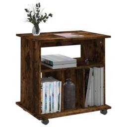 Berkfield Home Rolling Cabinet Smoked Oak 60x45x60 cm Engineered Wood in Brown - Size: 60 x 45 x 60 cm - thumbnail 4