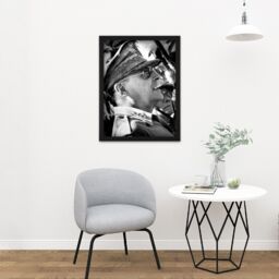 "Artery8 Wall Art Print War WWII US General Douglas Dugout MacArthur Pipe Photo Large Framed Wall Décor Art in White - Size: W18"" x H24""" - thumbnail 2