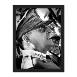 "Artery8 Wall Art Print War WWII US General Douglas Dugout MacArthur Pipe Photo Large Framed Wall Décor Art in White - Size: W18"" x H24""" - thumbnail 1