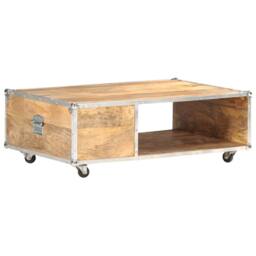 Berkfield Home Coffee Table 89x59x33 cm Solid Rough Mango Wood in Brown - Size: 89 x 59 x 33 cm - thumbnail 4