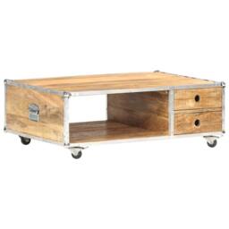 Berkfield Home Coffee Table 89x59x33 cm Solid Rough Mango Wood in Brown - Size: 89 x 59 x 33 cm - thumbnail 8