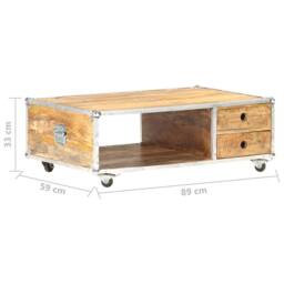 Berkfield Home Coffee Table 89x59x33 cm Solid Rough Mango Wood in Brown - Size: 89 x 59 x 33 cm - thumbnail 7
