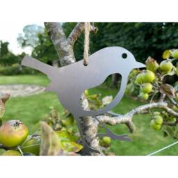 Poppyforge Hanging Robin Garden Art (Pack of 3) - W15 x H15 cm in Metallic Silver - thumbnail 3