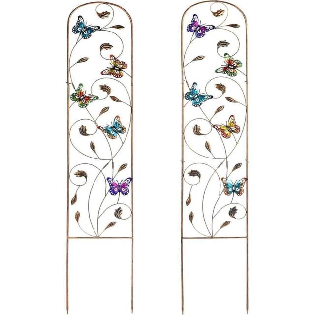 "SPETLEK 2 Pack 60"" Metal Obelisk Trellis Butterfly in Brown - Size: 100 cm x 100 cm" - image 1