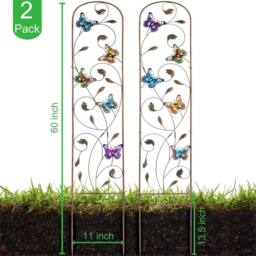 "SPETLEK 2 Pack 60"" Metal Obelisk Trellis Butterfly in Brown - Size: 100 cm x 100 cm" - thumbnail 2