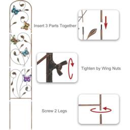 "SPETLEK 2 Pack 60"" Metal Obelisk Trellis Butterfly in Brown - Size: 100 cm x 100 cm" - thumbnail 4
