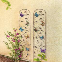 "SPETLEK 2 Pack 60"" Metal Obelisk Trellis Butterfly in Brown - Size: 100 cm x 100 cm" - thumbnail 3