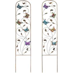 "SPETLEK 2 Pack 60"" Metal Obelisk Trellis Butterfly in Brown - Size: 100 cm x 100 cm"
