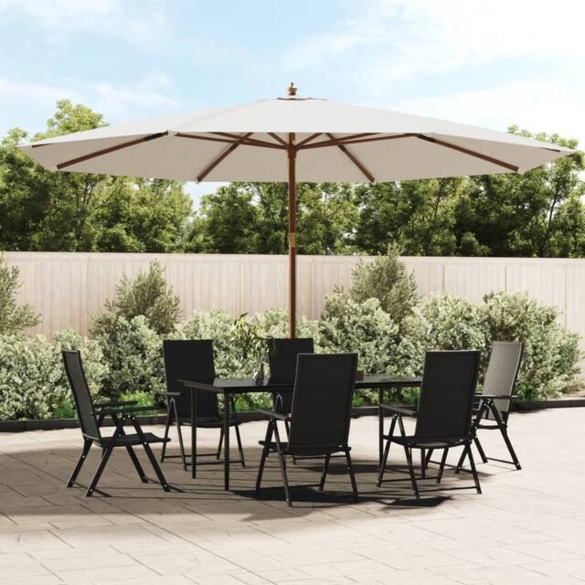 Berkfield Home Garden Parasol with Wooden Pole Sand 400x273 cm in White - image 1