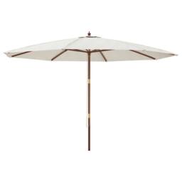 Berkfield Home Garden Parasol with Wooden Pole Sand 400x273 cm in White - thumbnail 2