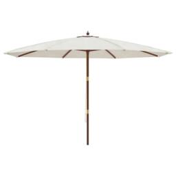 Berkfield Home Garden Parasol with Wooden Pole Sand 400x273 cm in White - thumbnail 4