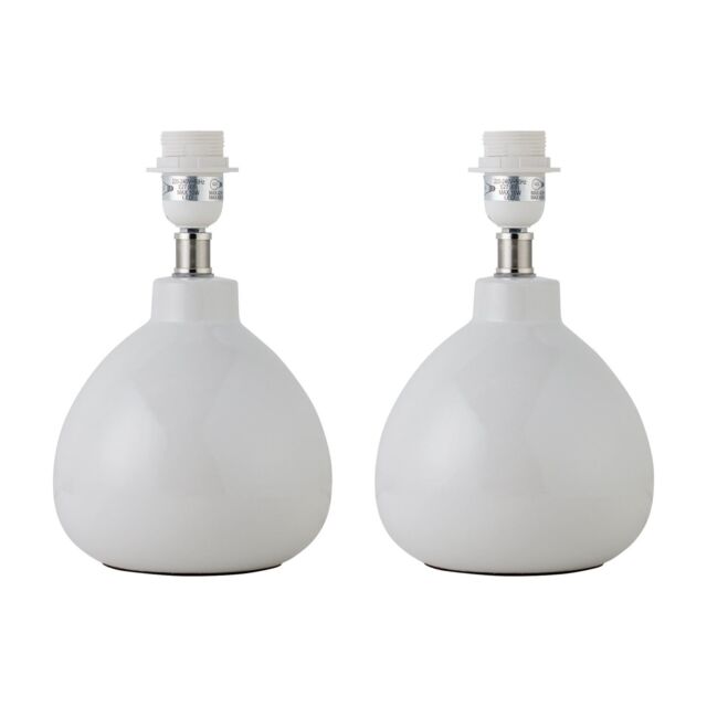 First Choice Lighting Set of 2 Tuscan - White Ceramic Lamp Bases for 25cm Diameter Shade - image 1