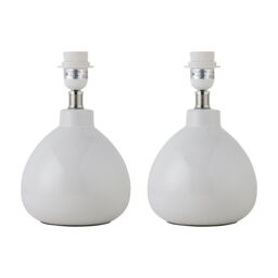 First Choice Lighting Set of 2 Tuscan - White Ceramic Lamp Bases for 25cm Diameter Shade - thumbnail 1