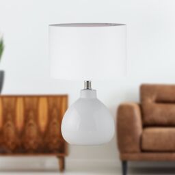 First Choice Lighting Set of 2 Tuscan - White Ceramic Lamp Bases for 25cm Diameter Shade - thumbnail 4