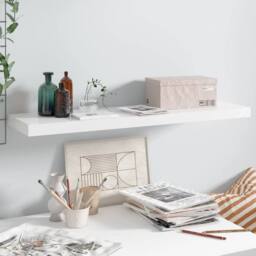 Berkfield Home Floating Wall Shelf High Gloss White 90x23.5x3.8 cm MDF - thumbnail 2