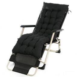 Lishetimig Sun Lounger Cushion Pad for Garden Recliner Chair in Black - thumbnail 3