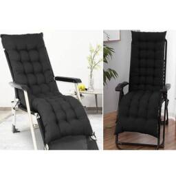 Lishetimig Sun Lounger Cushion Pad for Garden Recliner Chair in Black - thumbnail 2