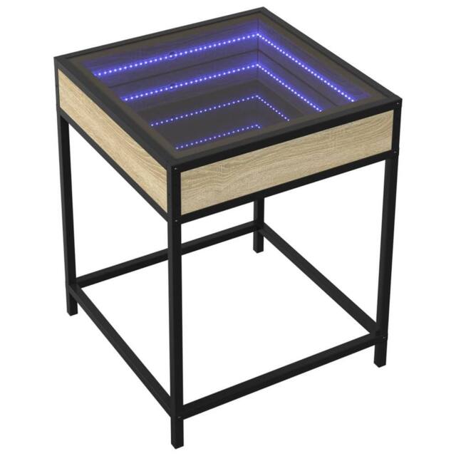 Berkfield Home Decorative Bedside Table with Infinity LED Sonoma Oak 40x40x51 cm in Light Tan - Size: 40 x 40 x 51 cm - image 1