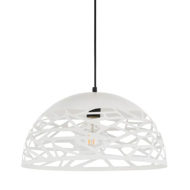 Netlighting Modern Hanging Pendant White Matt 1 Light with Steel Shade E27 - image 1